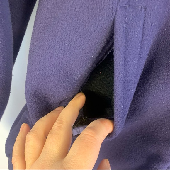 LL Bean Jacket Womens S Small Full Zip Fleece Coat Purple Sweatshirt Pockets - Picture 4 of 8